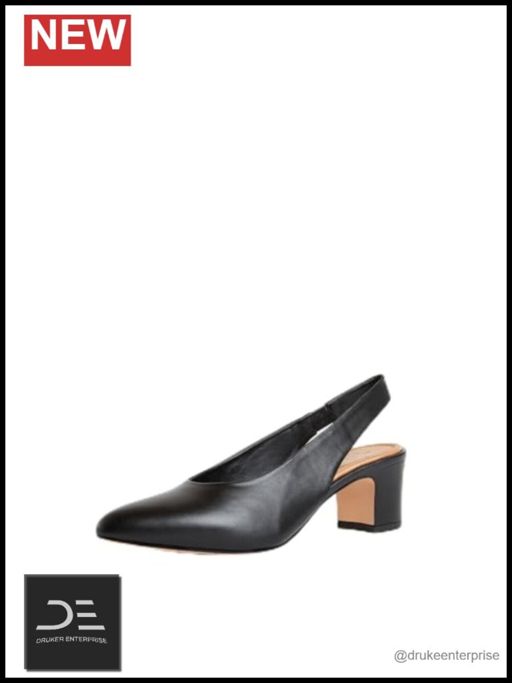Women's Leather Pumps with Block Heel and Almond Toe - Water Resistant, 2.5"